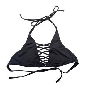 Billabong Crisscross Front Black Triangle Bikini Top Summer Beach Mermaidcore